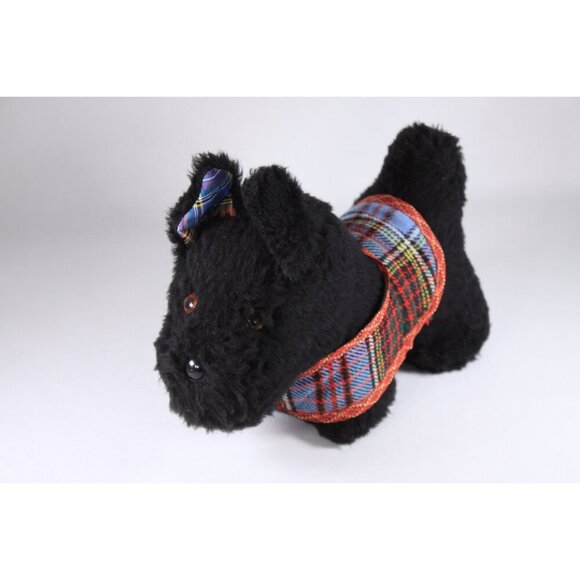 Vintage Black Scottie plush toy, Weston terrier handmade ca 1960s kids toy, - Picture 4 of 9